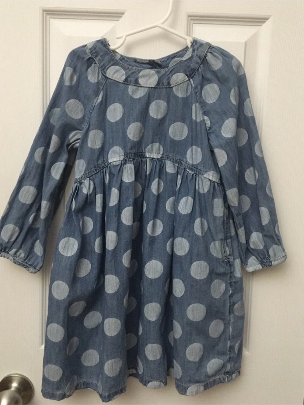 Baby Gap Denim Dress Girls Size 5 Toddler Polka Dots With Pockets